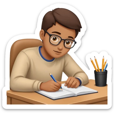 Person doing homework  sticker