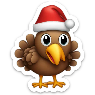 Turkey wearing a Santa hat sticker