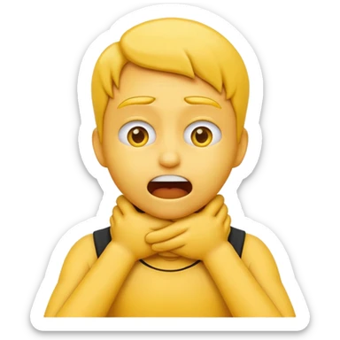 Create an emoji choking violently with hands on neck sticker