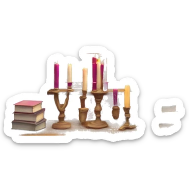 Books and candles entering for a window burgundy sticker