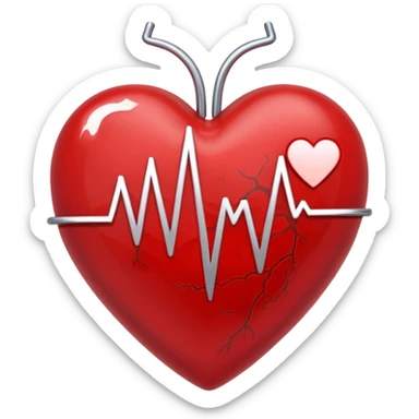 red heart with ekg line through it sticker