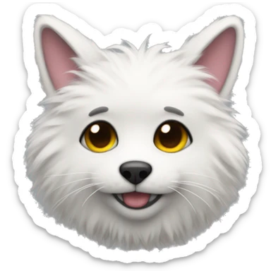 Cute furry creature, mostly white, with some color in furr sticker