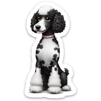 black and white Spotted poodle sticker