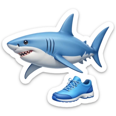 Shark with legs wearing blue shoes sticker