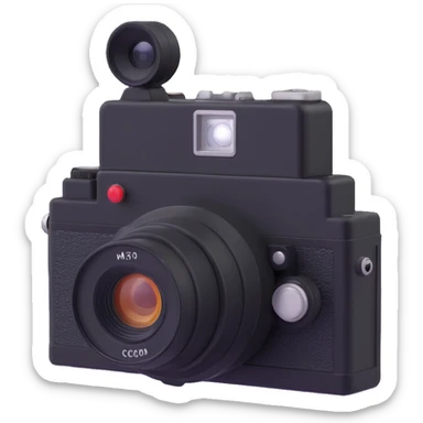 black old school photo camera with flash sticker