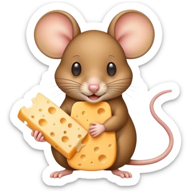 Mouse holding cheese sticker