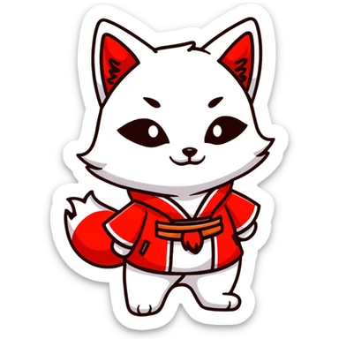 Azur Lane Akagi kitsune girl with red and white outfit and multiple fox tails sticker