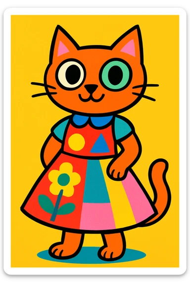 a cat wearing a dress sticker