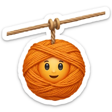 orange yarn on a bobbin sticker