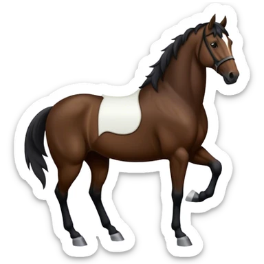 Dark bay horse with large white blaze sticker