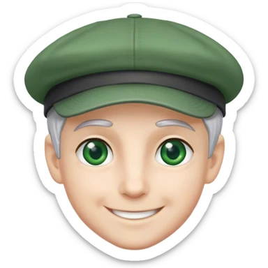 smiling boy in cap grey hair green eyes  sticker