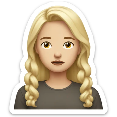 Russian girl with blonde hair and she very sad sticker