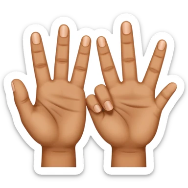Manos con 3 dedos levantados de un lado y del otro lado 1 dedo levantado sticker