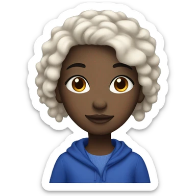 Cozy black girl with royal blue hair  sticker