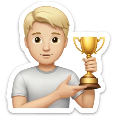White Guy with blonde hair holding a trophy for being the best at everything sticker