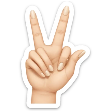 Create a emoji of hand with index finger middle finger and ring finger showing and keep the thumb and little finger closed sticker