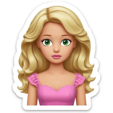 sad Barbie with blonde wavy hair green eyes and tan skin sticker