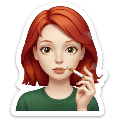 red hair alt girl smoking a joint sticker