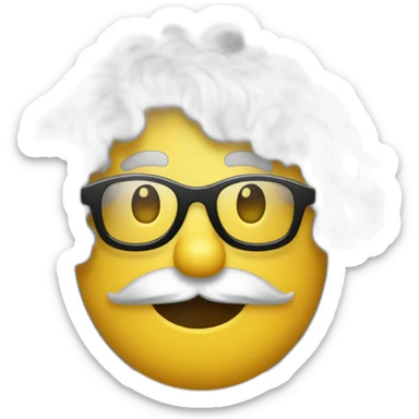un garcon blanc cheveux bouclés avec des taches de rousseurs et des lunettes rondes noires sticker