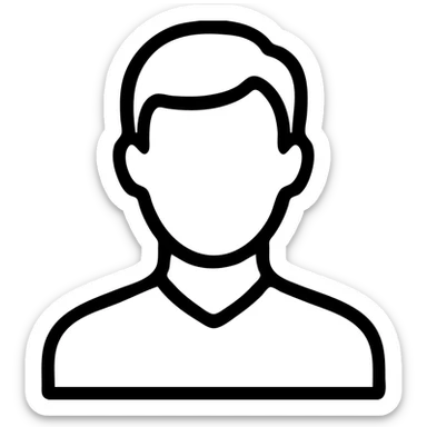 icon style illustration of a man with blue hair, clean lines and simple shapes sticker