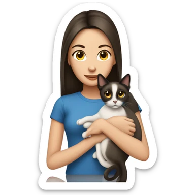 Brunette girl with a siamese cat  sticker