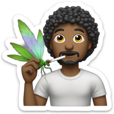 dude smoking weed the back of a purple dragonfly sticker