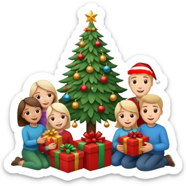 Family Xmas under tree sticker