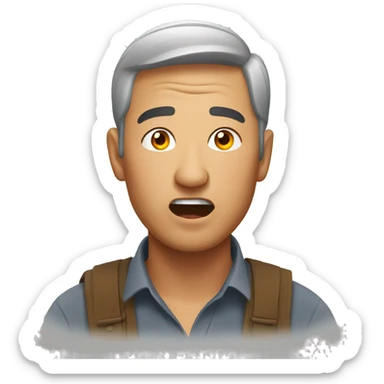 Kyrgyz man have a surprised sticker