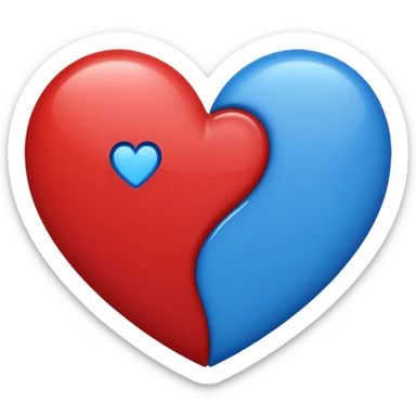 a heart made of the two colors red and blue sticker