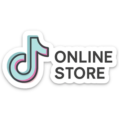 clean online store logo with pastel TikTok logo elements, transparent background sticker
