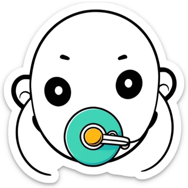 a pacifier, cartoonish sticker style sticker
