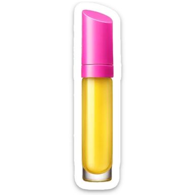 yellow lip oil with pink cap sticker
