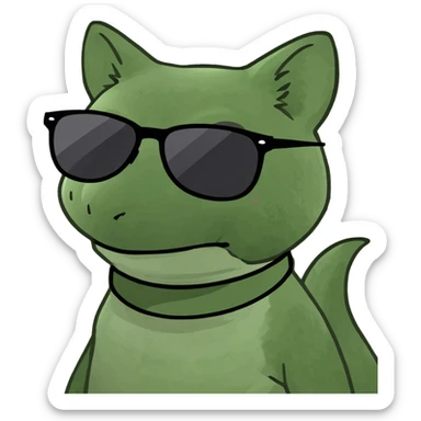 baby fox curled up bufo frog meme style sticker