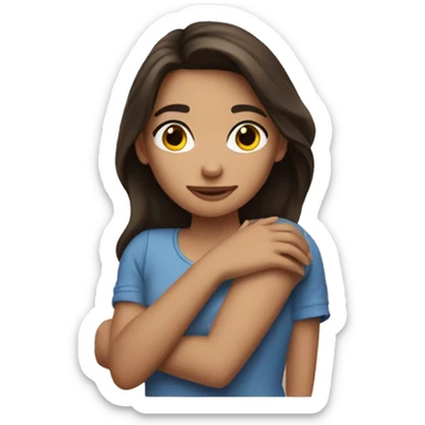brunette girl hugging herself   sticker