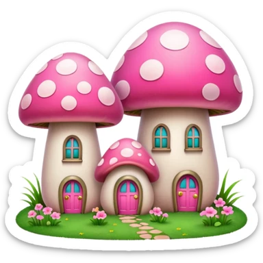 pink mushroom houses sticker