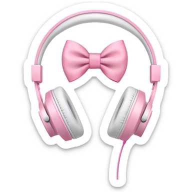 White aesthetic headphones with pink bow sticker