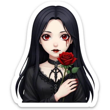 Bloody black rose anime gothic emo  beautiful gorgeous cool edgy lady sticker