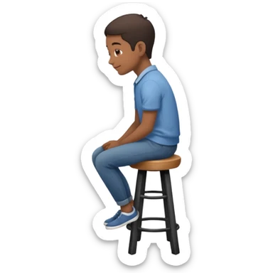 a person sitting on stool back head turn

 sticker
