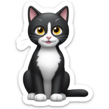 Cute happy Tux cat,his tail is always raised, and the tip of the tail is a small white ball. sticker
