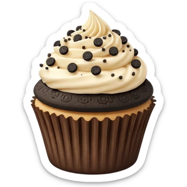 Tan frosted cupcake with Oreo pieces sprinkled on top sticker