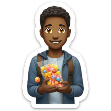 A young man handing candy  sticker