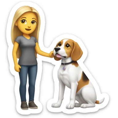 white Girl presenting with her beagle dog sticker