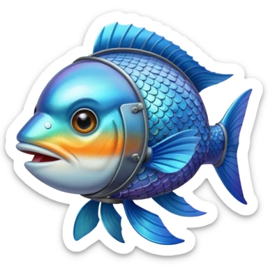 A fish wearing an airplane pilot’s helmet. sticker