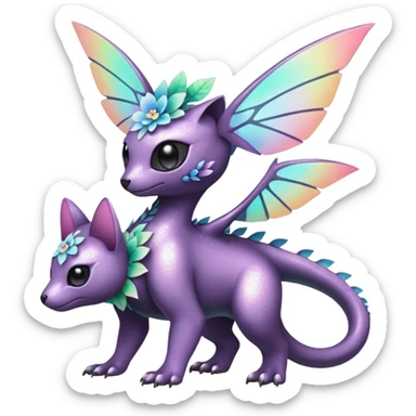Multicolored sparkly pastel dark iridescent light pale gloomy spooky cute adorable pretty cool elegant realistic floral exotic Fakémon-Pokémon-Digimon-Trico, full body sticker