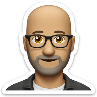 45 year old bald man with glasses and shaved beard sticker