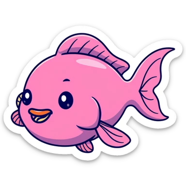 fat pink fish with a big open mouth because the fish is a mouth breather and add big eyelashes sticker