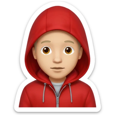 Man in red coat, hood up sticker