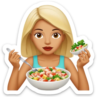 Mujer comiendo ceviche sticker