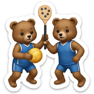 Bears playing pickleball sticker