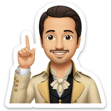 lin manuel miranda as alexander hamilton sticking up the middle finger while smiling sticker
